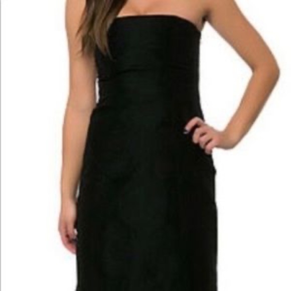 Theory Strapless Sheath Jacquard Little Black Dress w Subtle Floral Print - Picture 1 of 8